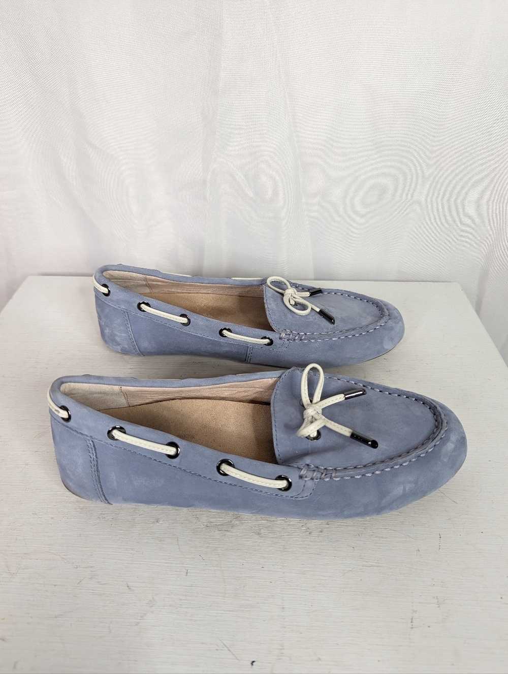 Vionic Honor Virginia Light Blue Leather Driving Loafers Boat Shoes -To Size 7.5 - Picture 3 of 9